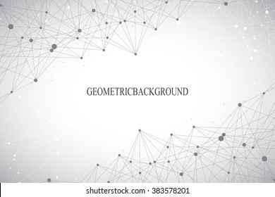 Geometric grey background molecule and communication . Connected lines with dots. Vector illustration.