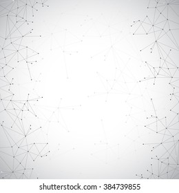 Geometric grey background molecule and communication . Connected lines with dots. Vector illustration.