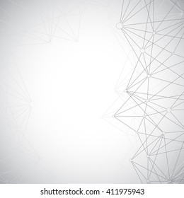 Geometric grey background molecule and communication . Connected lines with dots. Vector illustration.