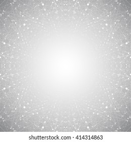 Geometric grey background molecule and communication . Connected lines with dots. Vector illustration.
