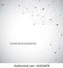Geometric grey background molecule and communication . Connected lines with dots. Vector illustration.