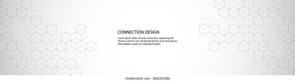 Geometric grey background. Vector banner design with hexagons. Medical, science and technology concept
