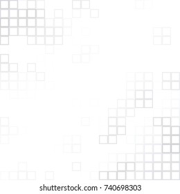 Geometric grey white background with mesh of squares. Digital style. Cell White space for your amazing creative design.