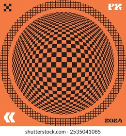 Geometric grid abstract background. Optical illusion in post-modern style