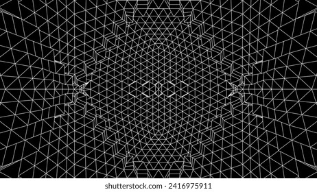 Geometric grid background with 80s styled mesh. Cyberpunk abstract background with retro computer grid.