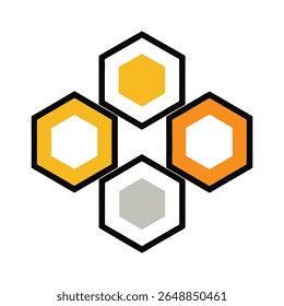 Geometric Grid of Blank Photo Holders in Hexagon and Square Shapes