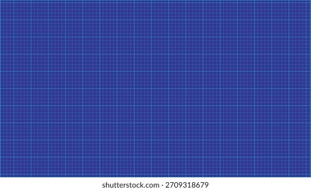 Uma grade geométrica com células marcadoras azuis em um fundo azul. Um modelo em branco de papel gráfico para projetos educacionais, esboços arquitetônicos, engenharia e desenhos matemáticos.