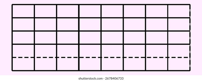 Geometric grid with dashed line on light background.