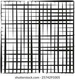 Geometric grid design. Abstract black lines. White background contrast. Minimal pattern element.