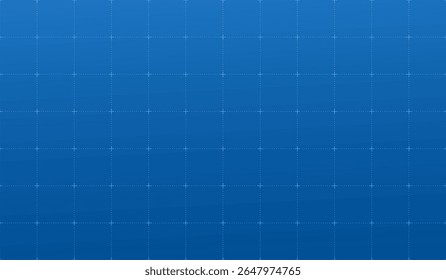  Grade geométrica com marcadores pontuais, sobre um fundo azul deixando espaço vazio. Ilustração em papel gráfico: modelo para desenhos educativos, arquitetônicos e matemáticos