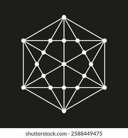 Geometric grid icon. Complex polygon structure. Abstract network shape. Vector connection.