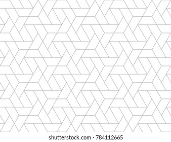 Geometric grid with intricate hexagonal and triangular shapes seamless pattern design, repeating background for web and print purposes