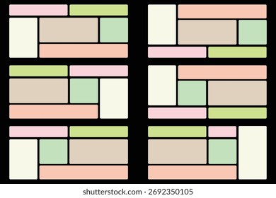 Geometric Grid Layout Pattern Abstract Multicolored Composition Vector