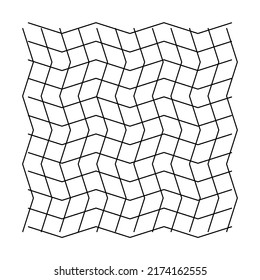 Geometric grid, mesh with irregular wavy, waving, zigzag lines vector illustration