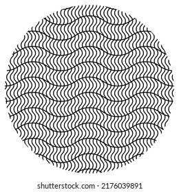 Geometric grid, mesh with irregular wavy, waving, zigzag lines vector illustration