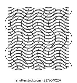 Geometric grid, mesh with irregular wavy, waving, zigzag lines vector illustration