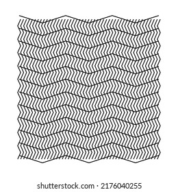 Geometric grid, mesh with irregular wavy, waving, zigzag lines vector illustration