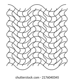 Geometric grid, mesh with irregular wavy, waving, zigzag lines vector illustration