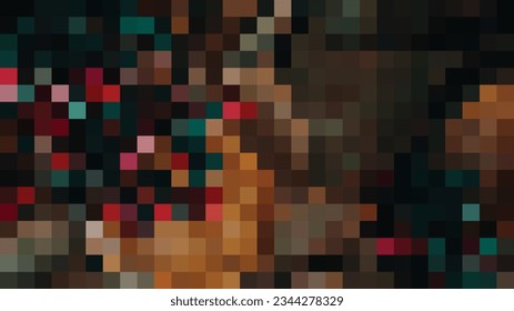 Cuadrícula geométrica píxel abstracto moderno Textura vectorial, color de tono de tierra y roca fondo de patrón sin fisuras