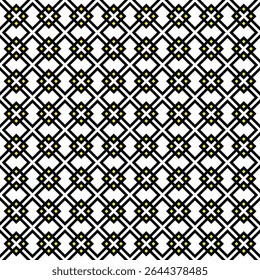 Geometric Grid Rhombus Seamless Decorative Modern Pattern with Yellow Accents