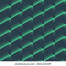 Geometric Grid Seamless Pattern Trend Vector Turquoise Abstract Background. Repetitive Graphic Futuristic Technology Abstraction. Mod Half Tone Art Illustration. Dynamic Wallpaper with Dotted Texture