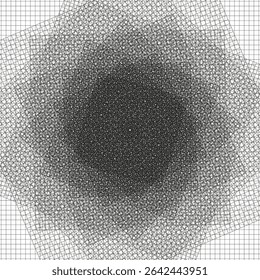 Geometric grid shape. Black center gradient. Mesh vector pattern. Abstract square texture.