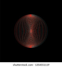 Geometric grids on black. Bright neon firure. Abstract background. Vector