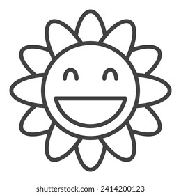 Geometric Groovy cirlce-shaped Flower vector concept outline icon or symbol
