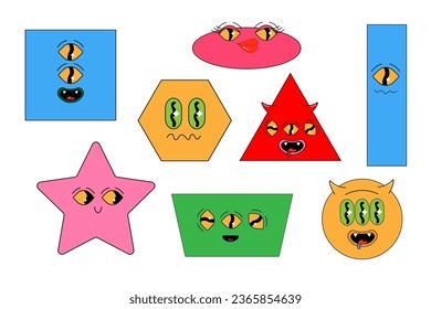 Geometric groovy psychedel shapes, live elements abstract. 