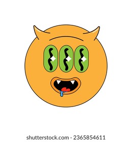 Geometric groovy psychedelic character.  vector illustration 