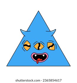 Geometric groovy psychedelic character.  vector illustration 