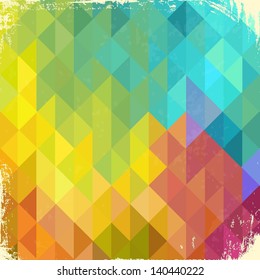 Geometric grungy retro background. Vector illustration for your business presentations. EPS10.