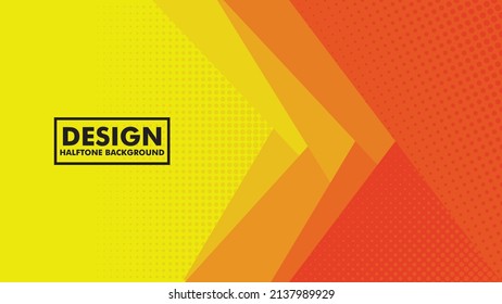 Geometric Halftone Background for banner, brochure, flyer, poster template. Orange Halftone dotted. 