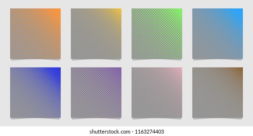 Geometric halftone dot pattern background set - vector stationery graphic design collection from circles in varying sizes on grey background