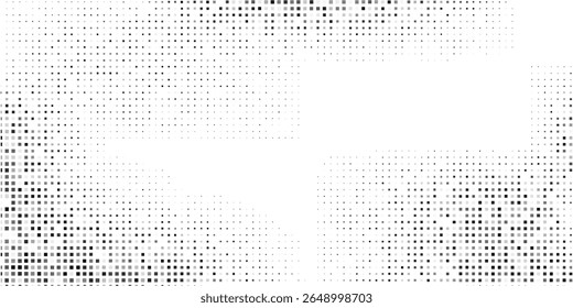 Fondo de mosaico de semitono geométrico. Textura de cuadrados caóticos, puntos, fragmentos, píxeles. Intersección de líneas del adorno. 