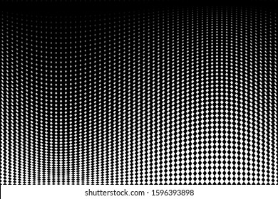 Geometric halftone pattern. Black and white textured background. Vector art.
