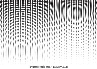 Geometric halftone pattern. Black and white textured background. Vector art.