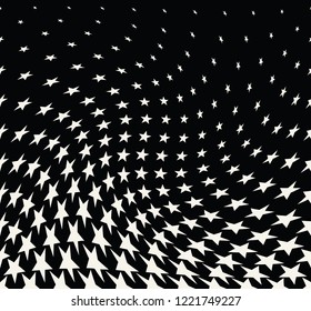 Geometric halftone vector pattern with stars. Usable as border, design element or background.
