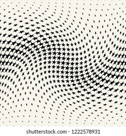 Geometric halftone vector pattern with stars. Usable as border, design element or background.