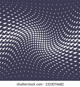Geometric halftone vector pattern with stars. Usable as border, design element or background.