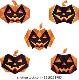 Geometric Halloween Pumpkins with a Touch of Horror