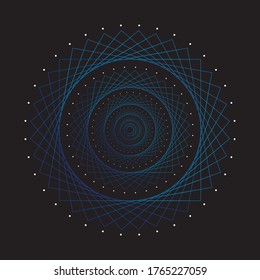 Geometric hallucination. Optical illusion. Twisted illustration. Abstract background of stripes. Dynamic Geometric hallucination. Vector.