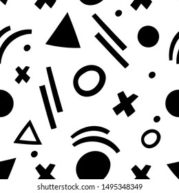 Geometric hand drawn figures seamless pattern for textile, wallpaper, print. Modern stylized kids background.