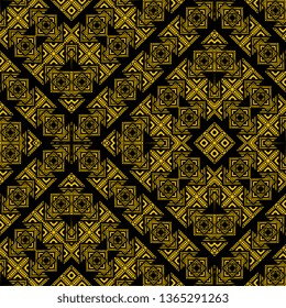 Geometric hand drawn golden seamless pattern luxury design background