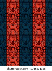 Geometric, hand drawn seamless pattern in ethnic style. Tribal, folk traditional motifs. Aztec, Peruvian, Mayan, Mexican, Native American. Vector illustration.