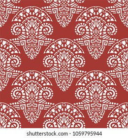 Geometric, hand drawn seamless pattern in ethnic style. Tribal, folk traditional motifs. Aztec, Peruvian, Mayan, Mexican, Native American. Vector illustration.