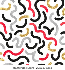 Geometric hand drawn seamless pattern. Vector abstract lines background