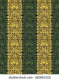 Geometric, hand drawn seamless pattern in ethnic style. Tribal, folk traditional motifs. Aztec, Peruvian, Mayan, Mexican, Native American. Vector illustration.