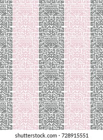 Geometric, hand drawn seamless pattern in ethnic style. Tribal, folk traditional motifs. Aztec, Peruvian, Mayan, Mexican, Native American. Vector illustration.