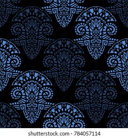 Geometric, hand drawn seamless pattern in ethnic style. Tribal, folk traditional motifs. Aztec, Peruvian, Mayan, Mexican, Native American. Vector illustration.